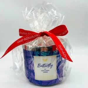 BATH & BODY WORKS/WHITE BARN THREE WICK CANDLE: BUTTERFLY - Picture 1 of 5