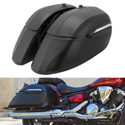 Motorcycle Hard Bags Saddlebags & Heavy Duty Mounting Kit For Yamaha Kawasaki - Image 1 of 4