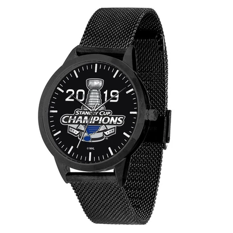 2019 Champions St Louis Blues Watch Black Statement Modern Mesh Band Cover