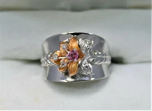 Nuevo anillo de flores de plata de ley - talla 6 - Imagen 1 de 5