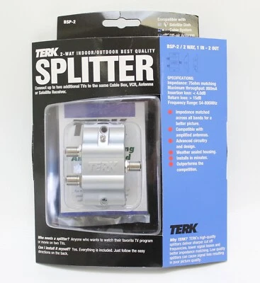 [NEW] TERK 2-WAY INDOOR/OUTDOORS BEST QUALITY SPLITTER, BSP-2, 2 WAY, 1 IN - OUT - Image 1 of 4
