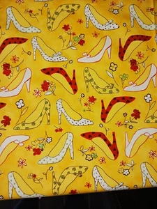 "Diva Delights" Yellow Fabric High Hills Shoes Robert Kaufman 43"w x 120"L - Picture 1 of 7