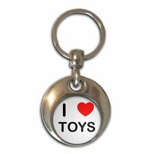 I Love Heart Toys - Chrome Round Double Sided Key Ring New