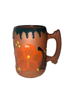 Grande tazza birra caffè terracotta ��ceramica smalto a goccia argilla rossa Stein rara - Foto 1 di 7