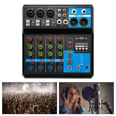 5 Channel Mini Audio Mixer Bluetooth USB Sound Mixer Amplifier Studio DJ Live - Image 1 of 4