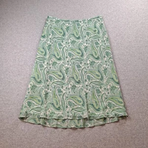 Ann Taylor Silk Skirt Women 8 Green Blue Paisley Whimsy Fairy Boho Coastal Y2K - Picture 1 of 8