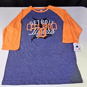 NWT Mens Detroit Tigers Navy Blue/Orange Soft Short Sleeve Logo Shirt Medium - Picture 1 of 9