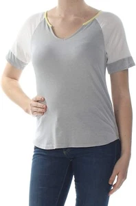 Hippie Rose Juniors Colorblocked Burnout Football T-Shirt Size M Grey Combo - Picture 1 of 2