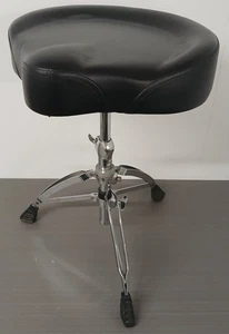 #568 Mapex Double Braced Solid Saddle Drum Throne Stool Padded Seat Chrome Black - Picture 1 of 3