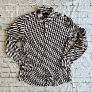 Camisa Boss Hugo Boss Para Hombres Estampado Geométrico 41/16 Hecha en Italia Botones Ajustada - Imagen 1 de 16