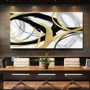 Kureful Black And Gold Wall Decor Large Wall Art for Living Room Abstract Wal... - Picture 1 of 7