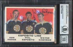 Phil Esposito Line Cashman Hodge Signed 1970-71 O-Pee-Chee Card #233 BAS 10 Auto - Picture 1 of 2