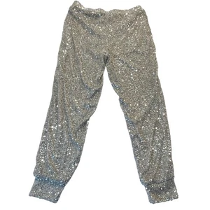 Cable & Gauge  Womens Medium Sequin Silver Jogger Pants Sparkle Party M - Picture 1 of 8