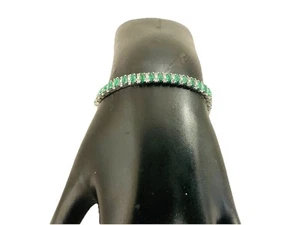 Sterling Silver Vibrant Green Chrom Diopside Tennis Bracelet 7” - Picture 1 of 3