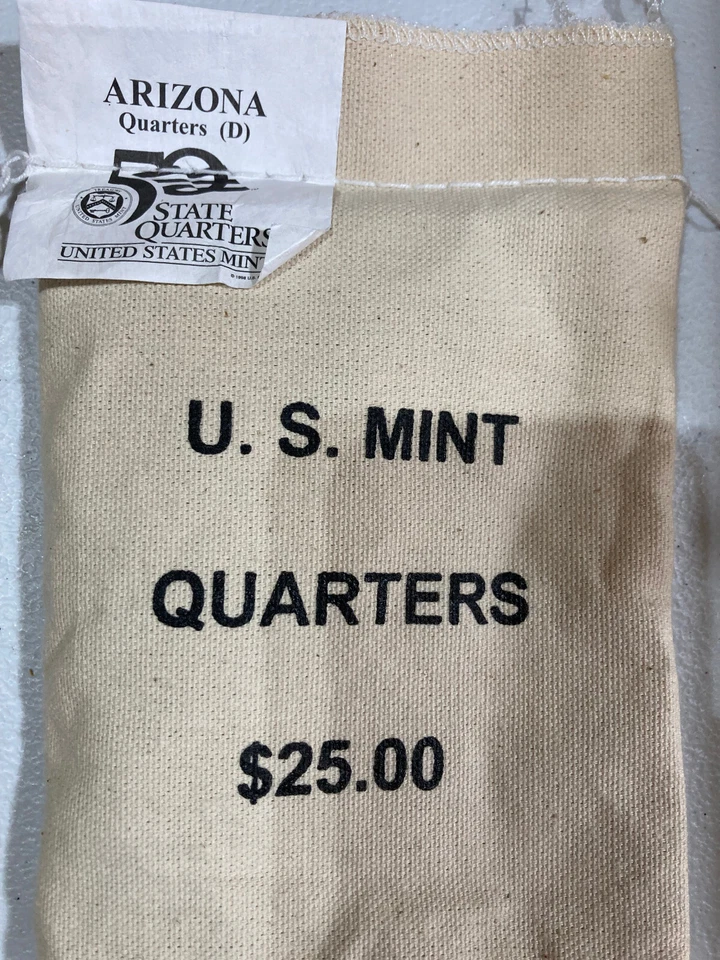 2008-D  Arizona State Quarter Original Mint Sewn Bag 100 coins - Image 1 of 1