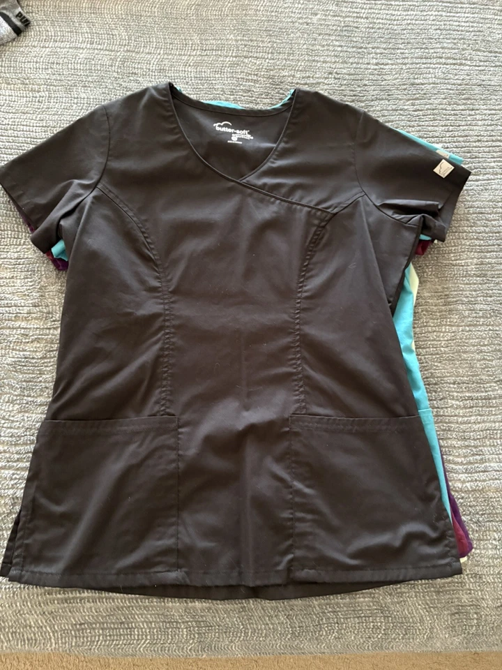 Lot Of 5 Pieces Butter-Soft  stretch Size Small - Pocket V-Neck Scrub Top scrubs - Image 1 of 4