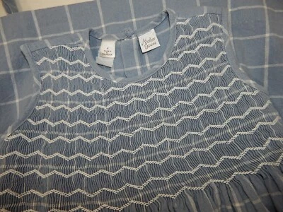 Vestido Largo Mother Goose Niñas Talla 4T/4 Azul Claro Lino Calado CORBATA espalda Foto 1 de 4