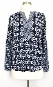Ann Taylor LOFT Top Blouse Blue White Rayon Hi Lo Sz XS - Picture 1 of 4