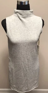 NWT ST. Tropez West 100% 2-Ply Cashmere Mock neck Sleeveless Gray Top sz M - Picture 1 of 8