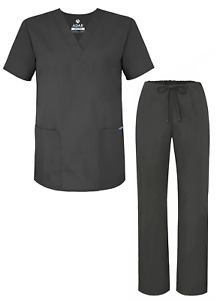 Adar Men's Medical Nursing Doctor Scrub Set Uniform V-neck Shirt & Pants