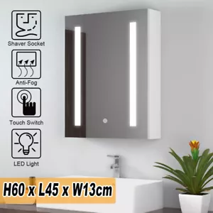 LED Bathroom Mirror Cabinet with Shaver Socket Demister Sensor Lights Vertically - Picture 1 of 15