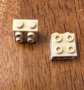 LEGO Parts Lot 2 Tan Brick Yellow Modified 1 x 2 x 1 2/3 Studs Part #22885 Sand - Picture 1 of 4