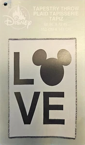 Disney Mickey Mouse Black and White Icon LOVE Tapestry Throw Blanket 60 x 72 in - Picture 1 of 3
