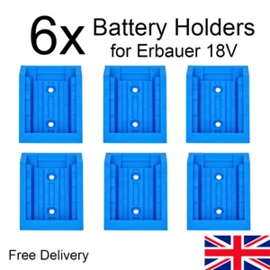 6x Battery Holder for Erbauer EXT 18V (Blue) - Wall Mount, Worktop - Picture 1 of 3