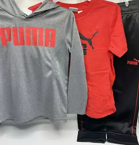 Boys Size XXS(3/4) 3-Piece Puma Outfit Hooded Shirt, Short-Sleeve Tee & Pants - Picture 1 of 8