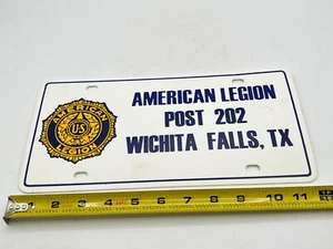 Vintage Plastic American Legion Post 202 Wichita Falls, TX Booster License Plate - Picture 1 of 4