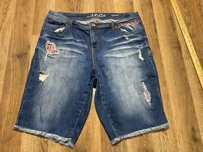 Pantalones Cortos Denim INC, Para Mujer Talla 16, Azul, Denim, Corte, Ajuste Curvilíneo Foto 1 de 4