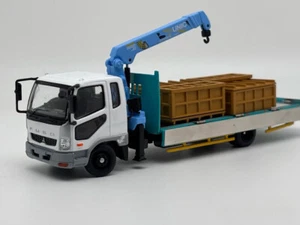 EY GCD 1:64 White Blue Fuso Fighter Crane Truck Model Diecast Display Car - Picture 1 of 7