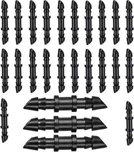 200PCS Barbed Connectors for 1/4 Inch Drip Tubing, Black Coupling Fitting - Picture 1 of 8