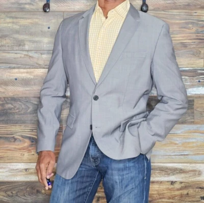 Hugo Boss Super 130's Guabello Italy Dual Vent Gray Blazer Jacket 40L - Image 1 of 4