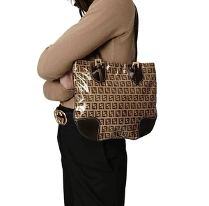 Bolso de hombro Fendi Zucchino en lona recubierta Beige Vintage Y2K - Imagen 1 de 16