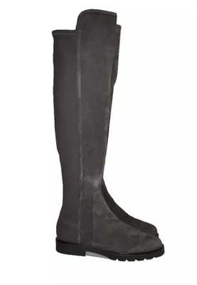 Bota Stuart Weitzman City Stitch Sobre la Rodilla Gris Gamuza 5050 Talla 9B #B63 Foto 1 de 4