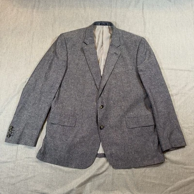 Stafford Sport Coat Blazer Mens 48R Blue Linen Cotton Classic Fit Two Button - Image 1 of 4