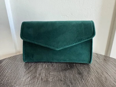 Bolsa LA MER Cosmética/Maquiagem Zíper Veludo Jade 7"/5"/3" Nova - Imagem 1 de 4