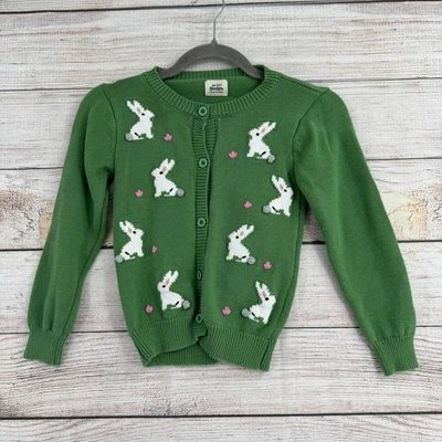 Cárdigan suéter con botones estampado de conejito Mini Boden para mujer 9/10 verde Foto 1 de 4