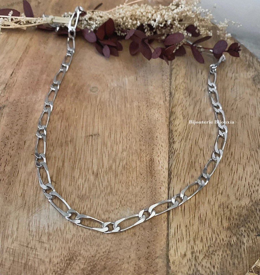 Catena a Maglie Figaro Lucidata 60CM X 5mm IN Argento Massiccio Rodio Qualità - Immagine 1 di 4