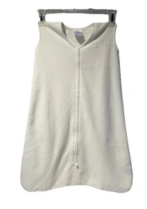 Halo Sleep Sack Solid White Fleece Sleeveless Zipper Size Medium 6-12 months - Picture 1 of 14