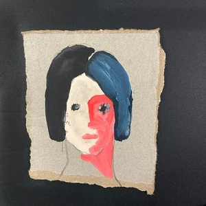 Portrait Painting Woman Painterly Abstract Pink Naive Outsider Art Miz Katie - Picture 1 of 13