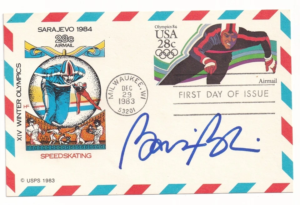 Olympic gold medal/HOF speed skater Bonnie Blair Signed Postmarked  FDC postcard - Image 1 of 1
