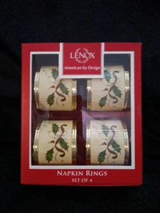 Juego de cuatro (4) anillos de servilleta Lenox Holiday Nouveau nuevos en caja - Imagen 1 de 9