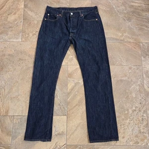 Levi's 501 Jeans Dark Wash Denim Straight Leg Button Fly Mens Size - Picture 1 of 7