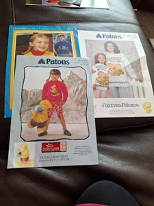 3 Vintage Character Jumpers Knitting Patterns Thomas The Tank Forever Friends - Picture 1 of 7