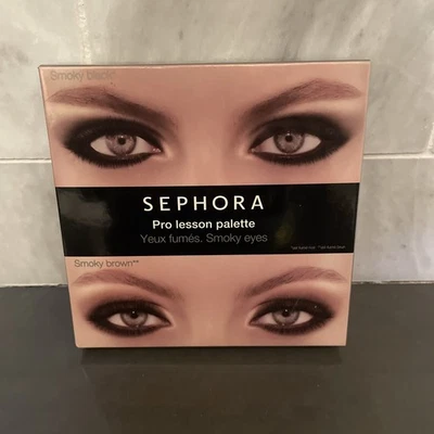 Sephora PRO Lesson Palette Eyeshadow-Smoky Eyes Smoky Brown & Smoky Black NIB - Image 1 of 4