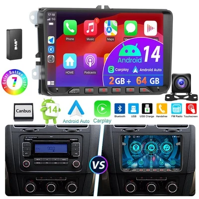 2+64G Carplay Android Autoradio GPS SWC BT Für VW GOLF 5 6 Touran Tiguan KAM DAB - Bild 1 von 4