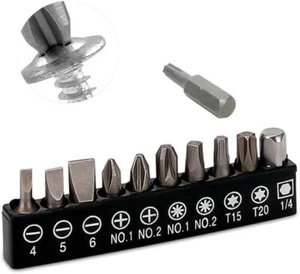 10-Piece Impact Screwdriver Bit Set Phillips, Slotted and Torx, Durable Impact T - Picture 1 of 1