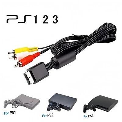 Cabo de áudio 1.8M RCA AV cabo de ligação para console Sony PS1 PS2 PS3 adaptador HDMI EUA - Imagem 1 de 4